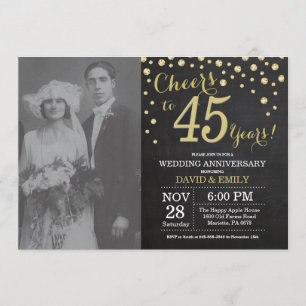Convites Aniversário de 45 Anos de Casamento Quadro de Giz