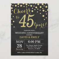 Aniversário de 45 anos de Casamento Quadro Negro e