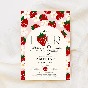 Convites Aniversário de 4 anos da Strawberry Quatro Sempre 