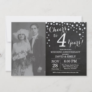 Convites Aniversário de 4 anos de Casamento Quadro Negro Pr