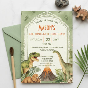 Convites Aniversário de 4 anos do menino Festa Dinossauro D