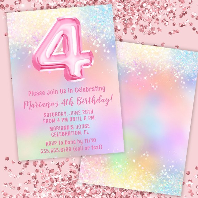 Convites Aniversário de 4 anos do Pink Rainbow (Criador carregado)