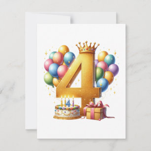 Convites Aniversário de 4 anos dourado