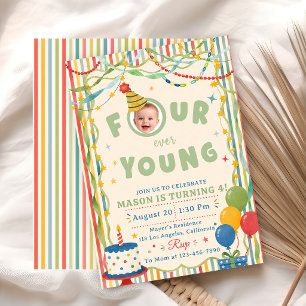 Convites Aniversário de 4 anos Four Ever Young