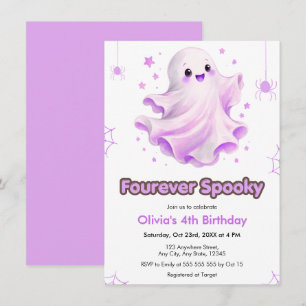 Convites Aniversário de 4 anos Purple Four Ever Spooky Hall