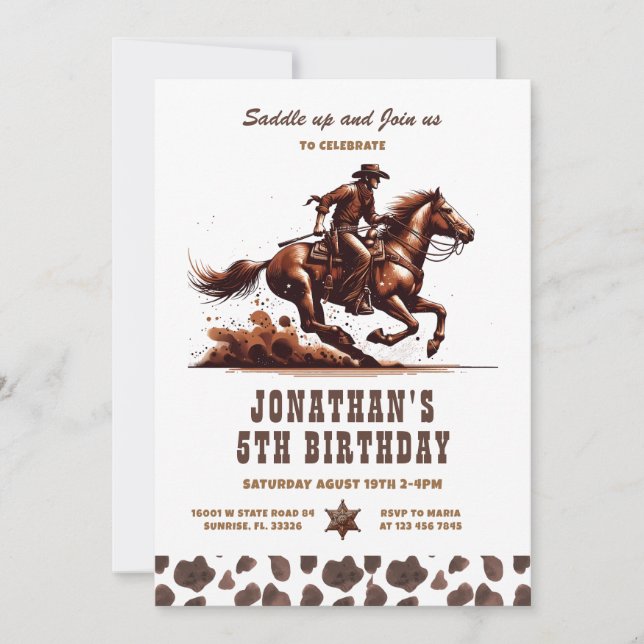 Convites Aniversário de 5º Rodeio do Cowboy Western (Frente)