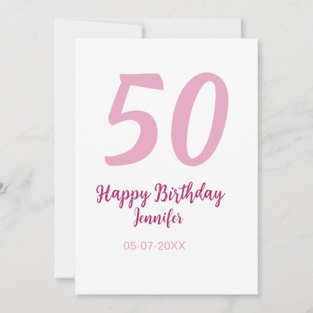 Convites aniversário de 50 anos adicionar nome data ano ros (Frente)