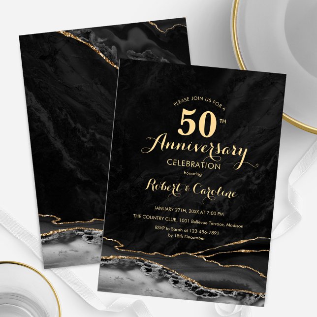 Convites Aniversário de 50 anos Black Gold (Criador carregado)