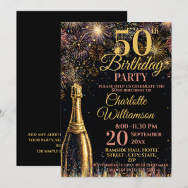 Convites Aniversário de 50 anos Bubbly Fogos de Artifício D