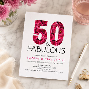 Convites Aniversário de 50 anos Cinquenta e Fabuloso Floral