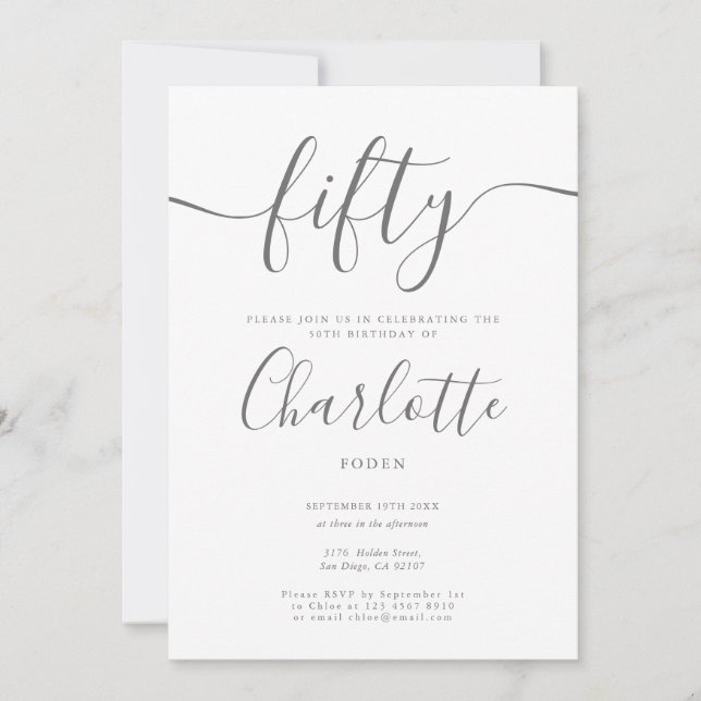 Convites Aniversário de 50 anos com assinatura (Frente)