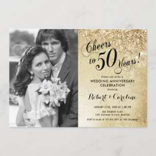 Convites Aniversário de 50 anos com Foto - Ouro