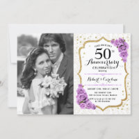 Aniversário de 50 anos com Foto - Ouro Branco Roxo