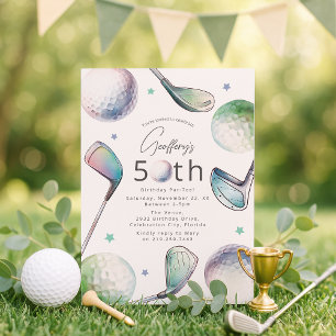 Convites Aniversário de 50 anos com tema de golfe Par-tee