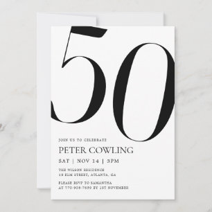 Convites Aniversário de 50 anos com Tipografia Negrito Mini