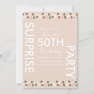 Convites Aniversário de 50 anos Confetes Rosa Surpresa