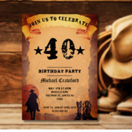 Convites aniversário de 50 anos cowboy papel antigo festa d