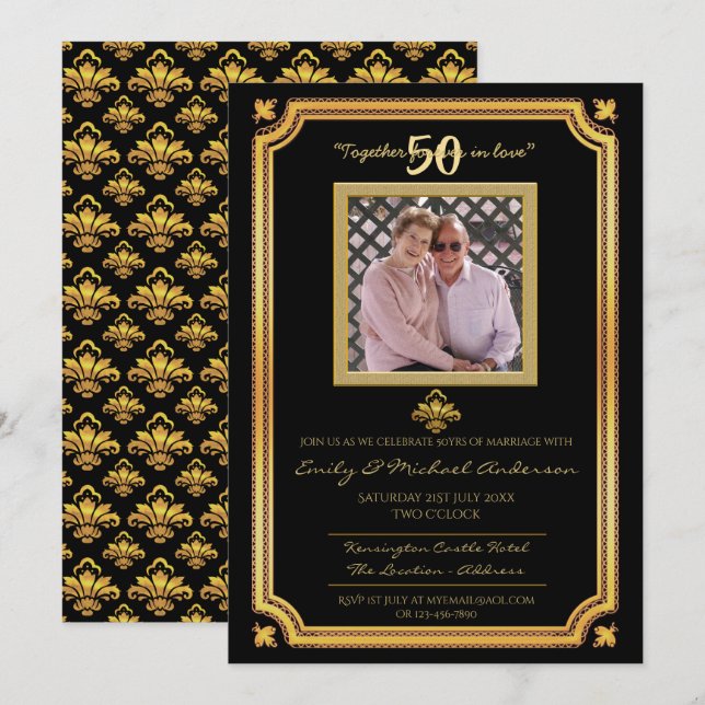 Convites Aniversário de 50 anos de Casamento - ADICIONAR FO (Frente/Verso)