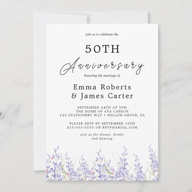 Convites Aniversário de 50 anos de casamento Boho Pampas Gr (Frente)