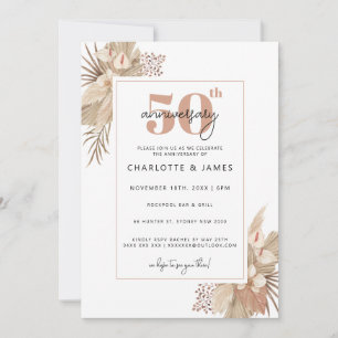 Convites Aniversário de 50 anos de casamento Boho Pampass G
