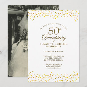 Convites Aniversário de 50 anos de Casamento Chic Corações