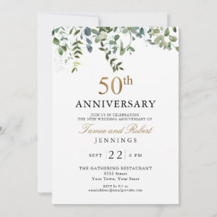 Convites Aniversário de 50 anos de Casamento com Aguarela V