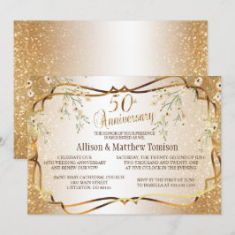 Convites Aniversário de 50 Anos de Casamento com Brilho Dou