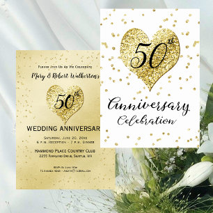 Convites Aniversário de 50 anos de Casamento com Confetes D