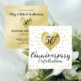 Convites Aniversário de 50 anos de Casamento com Confetes D