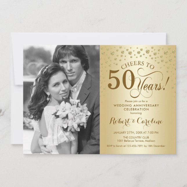Convites Aniversário de 50 anos de Casamento com Foto - Dou (Frente)