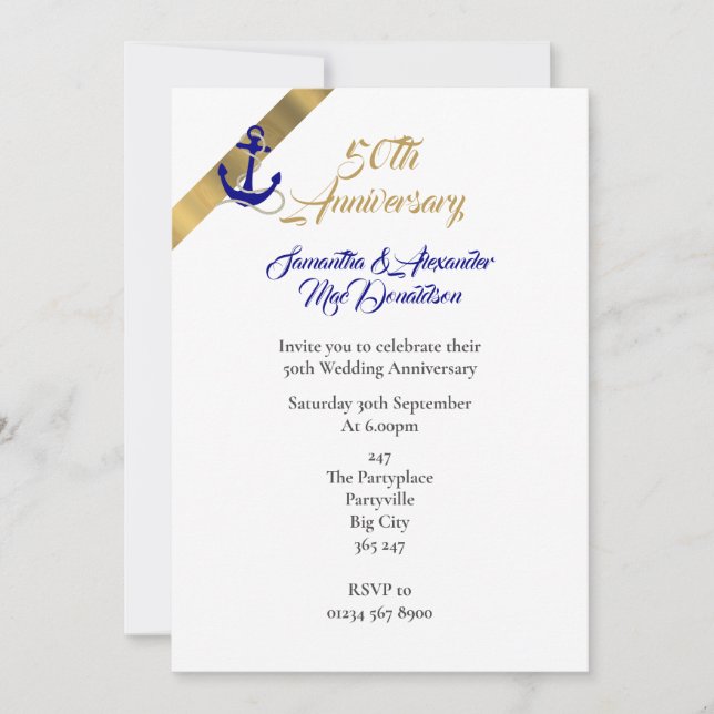 Convites Aniversário de 50 anos de casamento com tema de na (Frente)