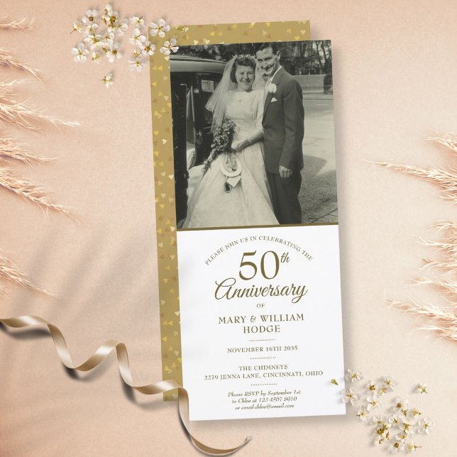 Convites Aniversário de 50 anos de Casamento Confete de Cor (Criador carregado)