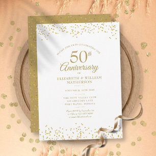 Convites Aniversário de 50 anos de Casamento Confete Pó Dou