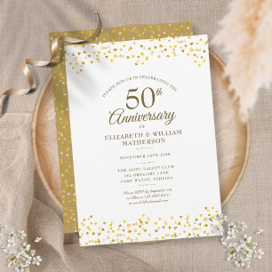 Convites Aniversário de 50 anos de Casamento Confetes de Co