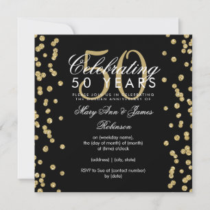 Convites Aniversário de 50 anos de Casamento Confetes Doura