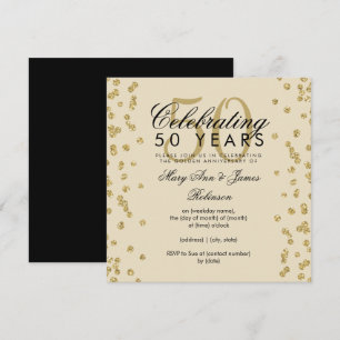 Convites Aniversário de 50 anos de Casamento Confetes Doura