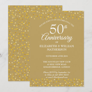 Convites Aniversário de 50 anos de Casamento Corações Doura