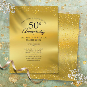 Convites Aniversário de 50 anos de Casamento Corações Doura