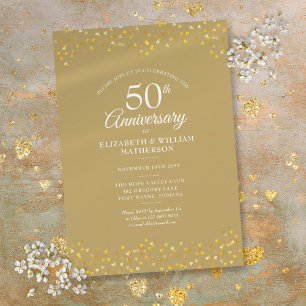 Convites Aniversário de 50 anos de Casamento Corações Doura
