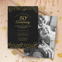 Aniversário de 50 anos de Casamento Corações Preto