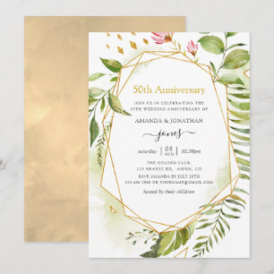 Convites Aniversário de 50 anos de Casamento Cristal Geomét