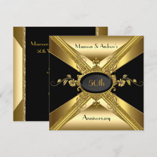 Convites Aniversário de 50 anos de Casamento Deco Dourado G