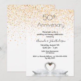 Convites aniversário de 50 anos de casamento dois cisnes ap