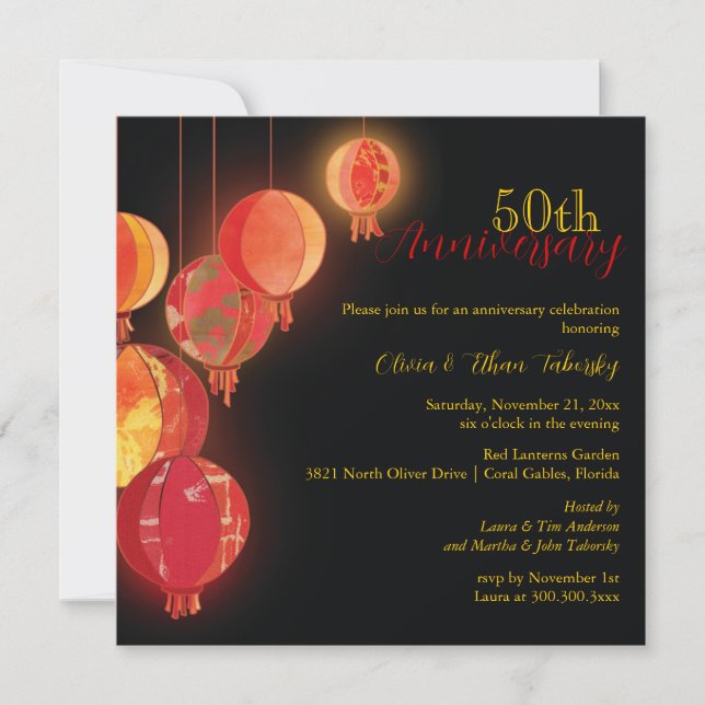 Convites Aniversário de 50 anos de casamento dos Red Lanter (Frente)