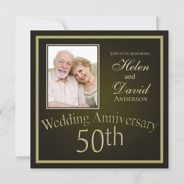Convites Aniversário de 50 anos de Casamento Dourado (Frente)