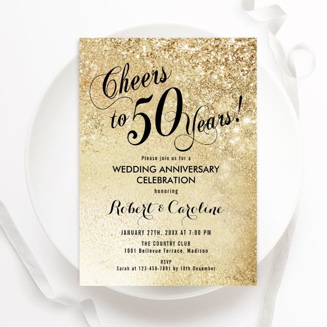 Convites Aniversário de 50 anos de Casamento Dourado (Criador carregado)