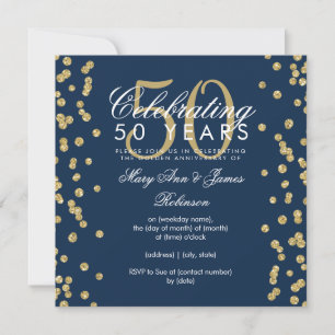 Convites Aniversário de 50 anos de Casamento Dourado Brilha