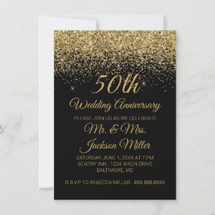 Convites Aniversário de 50 anos de Casamento Dourado Brilha