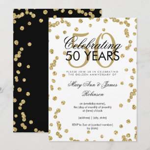 Convites Aniversário de 50 anos de Casamento Dourado Brilha