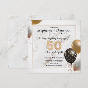 Convites Aniversário de 50 Anos de Casamento Dourado Brilho